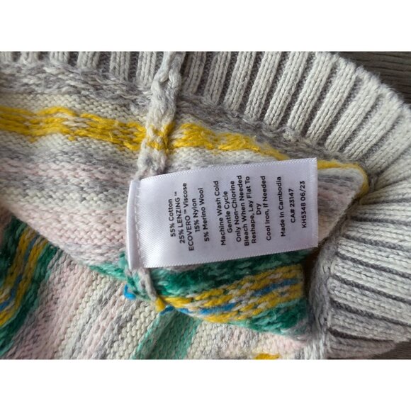 Talbots Petite Fair Isle Sweater SP Cotton Wool Blend Multicolor Crew Neck - Picture 6 of 8